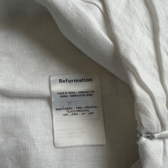 Reformation Louise Linen Top White fitted bodice cropped smocked back Sz 10 NEW - Picture 8 of 10